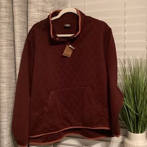 Eddie Bauer Quilted Pullover Hoodie - BurgundySizeXL . NWT